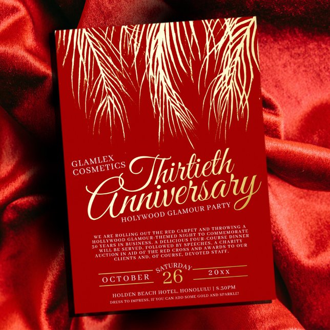 30th anniversary glamour party gold purple palms foil invitation (Creator Uploaded)