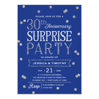 30th Anniversary Glitter Confetti Surprise Party Card