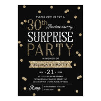 30th Anniversary Glitter Confetti Surprise Party Invitation