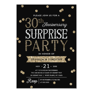 30th Anniversary Glitter Confetti Surprise Party Invitation