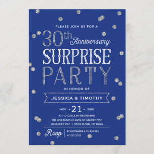 30th Anniversary Glitter Confetti Surprise Party Invitation