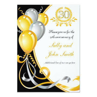 30th Anniversary Gold & Silver Birthday Invitation