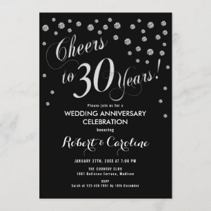 30th Anniversary Invitation in Black & Silver