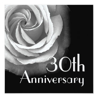 30th Anniversary Invitation - WHITE Rose