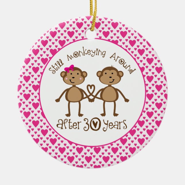30th Anniversary Monkey Love Ornament (Front)
