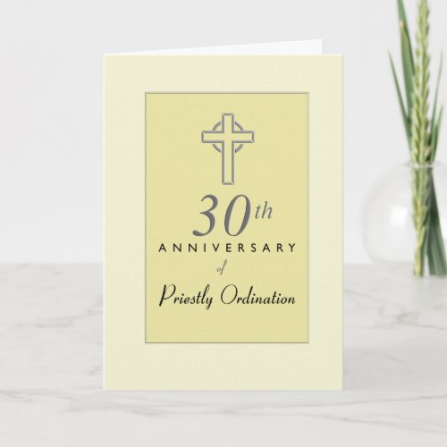 30th Anniversary of Priest with Embossed Cross Re Card