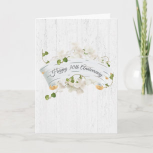 30th Anniversary On Birch Scroll With Ivy Card