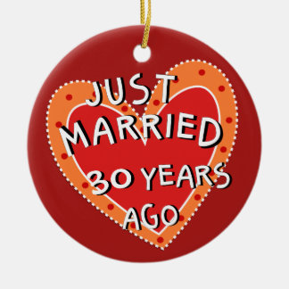 30th Anniversary or Any Yr Keepsake Christmas Gift Ceramic Ornament