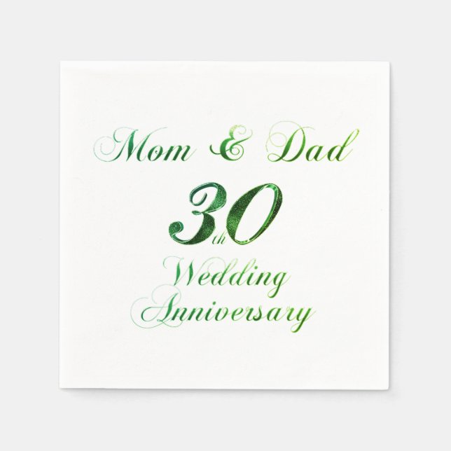 30th Anniversary Parents Pearl Wedding Anniversary Napkins (Front)