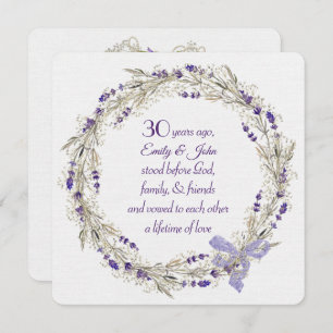30th Anniversary Party Lavender Wreath Invitation