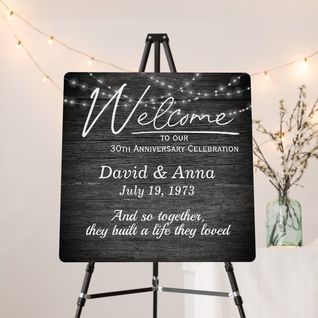 30th Anniversary Party Light String On Wood  Foam Board (In Situ (Stand))