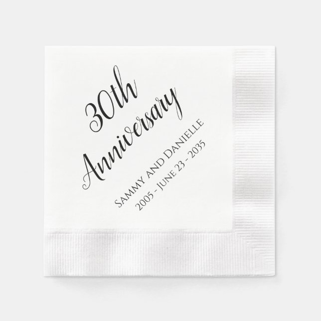 30th Anniversary Party Personalized Napkins (Front)