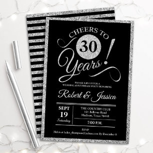 30th Anniversary Party - Silver Black Invitation