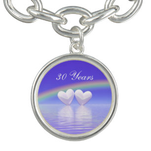 30th Anniversary Pearl Hearts Charm Bracelet