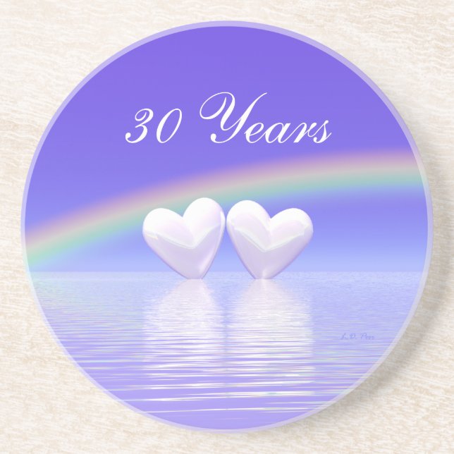 30th Anniversary Pearl Hearts Drink Coaster (Front)