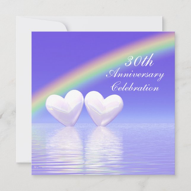30th Anniversary Pearl Hearts Invitation (Front)