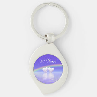 30th Anniversary Pearl Hearts Keychain