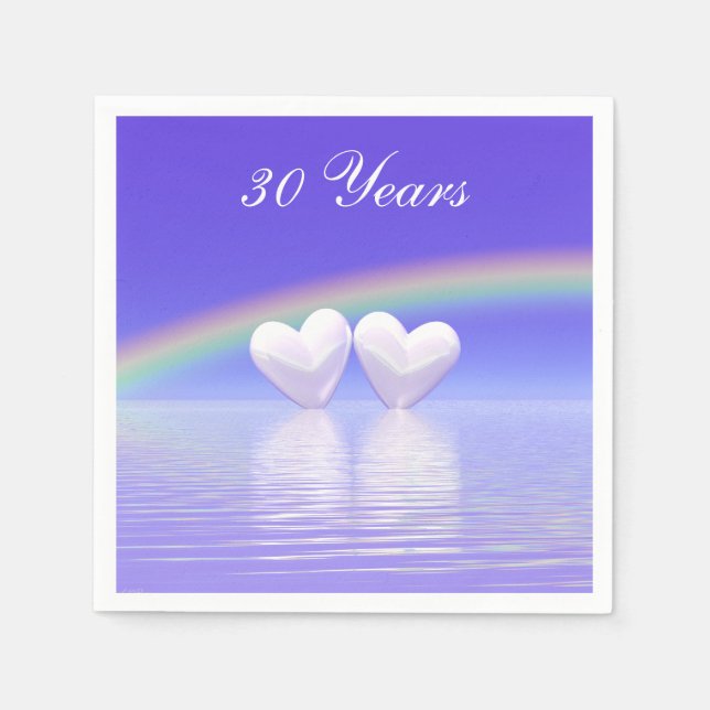 30th Anniversary Pearl Hearts Napkins (Front)