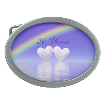 30th Anniversary Pearl Hearts Oval Belt Buckle by Peerdrops at Zazzle