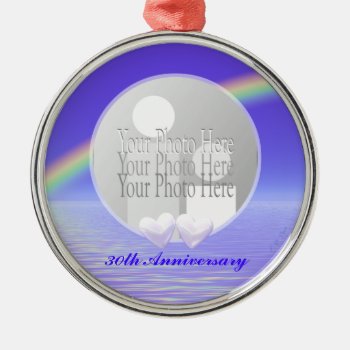 30th Anniversary Pearl Hearts (photo Frame) Metal Ornament by xfinity7 at Zazzle
