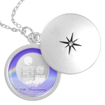 30th Anniversary Pearl Hearts Photo Silver Plated Necklace by xfinity7 at Zazzle