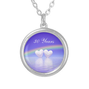 30th Anniversary Pearl Hearts Silver Plated Necklace