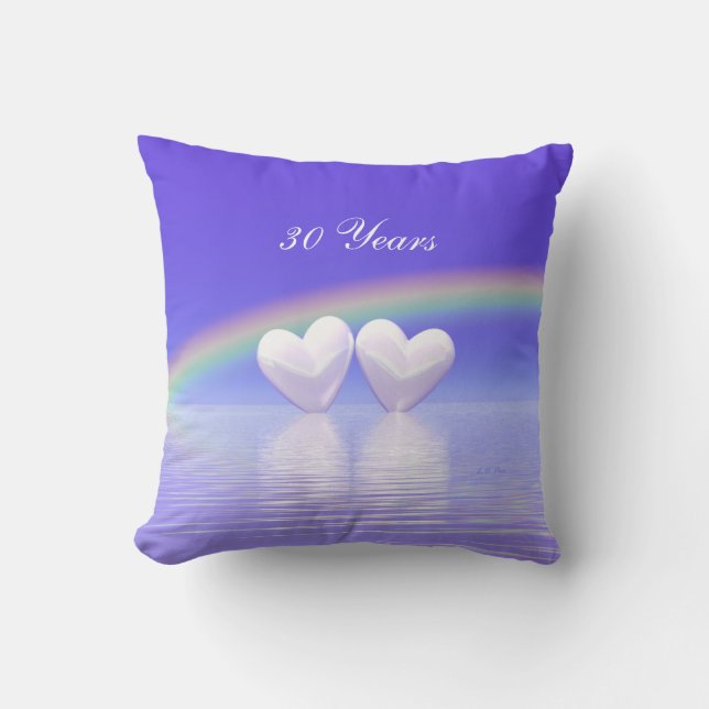 30th Anniversary Pearl Hearts Throw Pillow (Front)