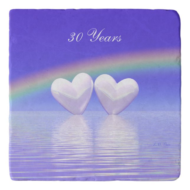 30th Anniversary Pearl Hearts Trivet (Front)