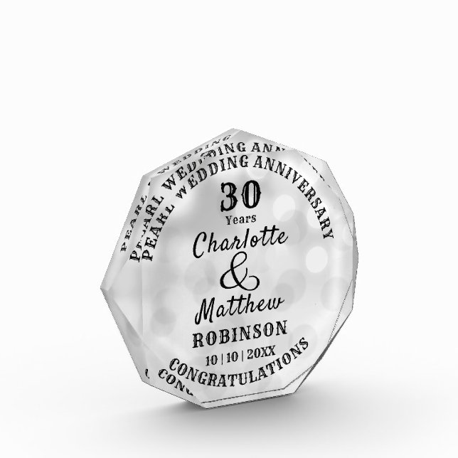 30th Anniversary Pearl Wedding Gift Personalized  (Left)