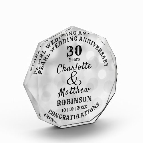 30th Anniversary Pearl Wedding Gift Personalized 