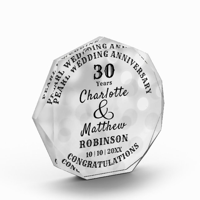 30th Anniversary Pearl Wedding Gift Personalized  (Left)