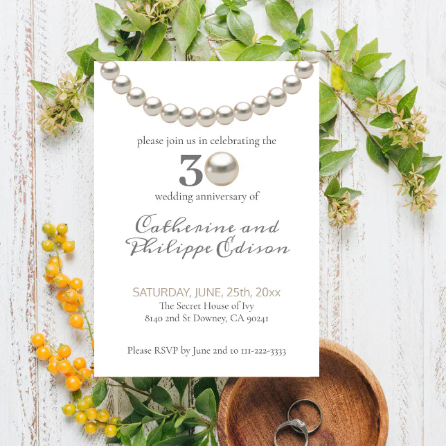 30th anniversary Pearl Wedding Invitation | Zazzle