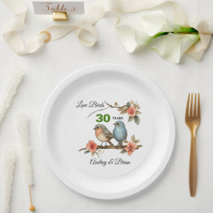30th Anniversary Personalized Paper Plates