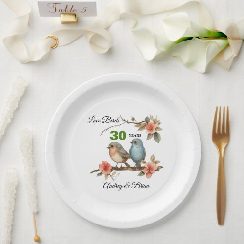 30th Anniversary Personalized  Paper Plates