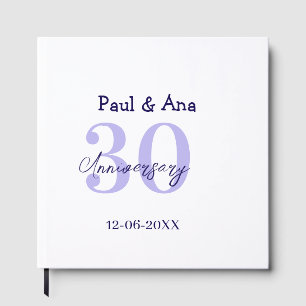 30th anniversary purple bold letter name simple re guest book