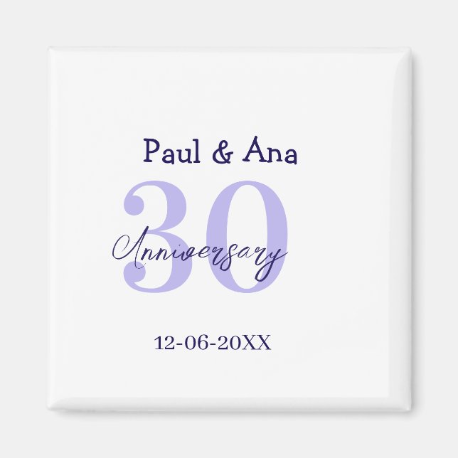 30th anniversary purple bold letter name simple re magnet (Front)