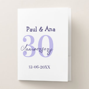 30th anniversary purple bold letter name simple re pocket folder
