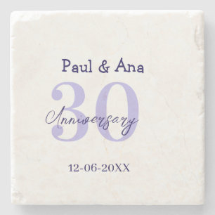30th anniversary purple bold letter name simple re stone coaster