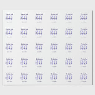 30th anniversary purple bold letter name simple re wrapping paper