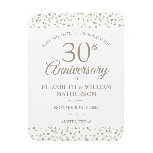 30th Anniversary Save the Date Hearts Confetti Magnet
