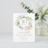 30th Anniversary Save the Date Roses Garland  Postcard (Standing Front)