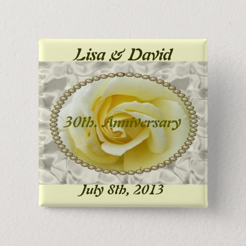 30th Anniversary save the date yellow rose  Button