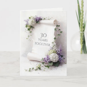 30th Anniversary Scroll with Floral Border Card