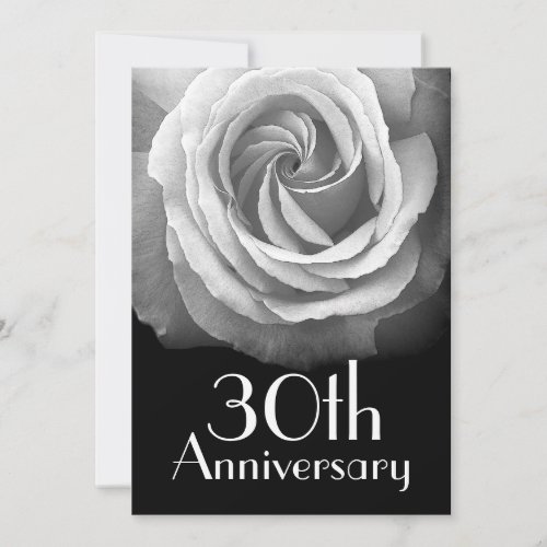 30th Anniversary Silver White Rose Invitation