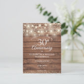 30th Anniversary String Lights Wood Save the Date Announcement Postcard (Standing Front)