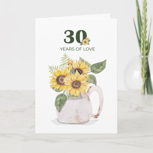 30th Anniversary Sunflowers Years Love Card (Front)