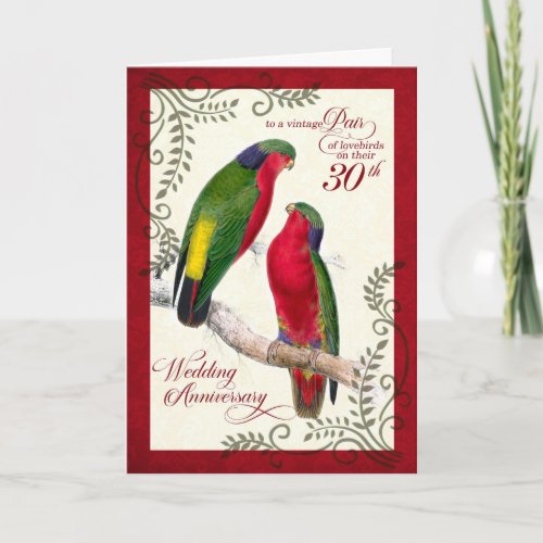 30th Anniversary Vintage Lorikeet Parrots Card