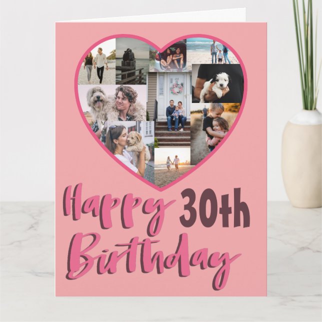  30th Any Age Birthday Photo Collage Greeting Card (Front)