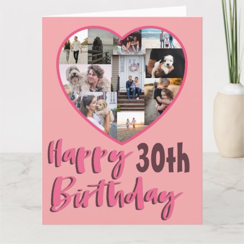  30th Any Age Birthday Photo Collage Greeting Card