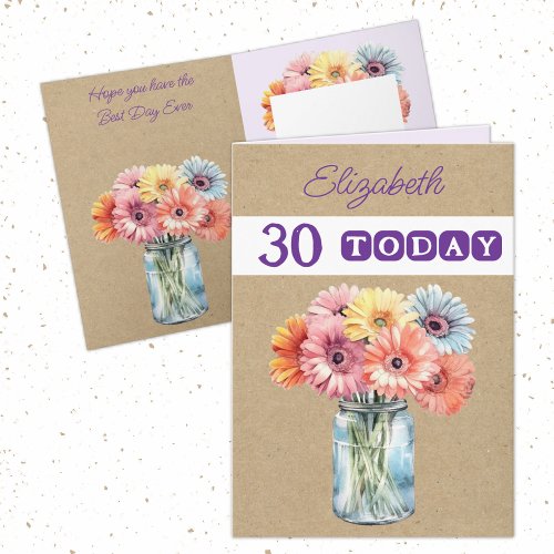 30th any age gerberas flowers purple birthday